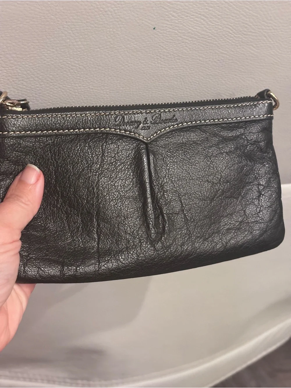 Dooney & Bourke Black Leather Mini Bag Red Lining‎ Convertible Wristlet Purse